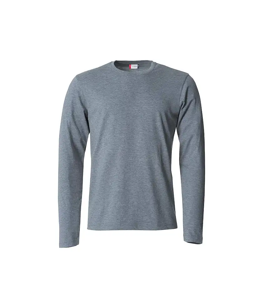 Mens Melange Long-sleeved T-shirt Grey Melange Clique