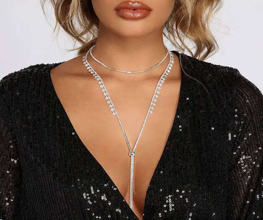 Drop Stone Lariat Choker Necklace