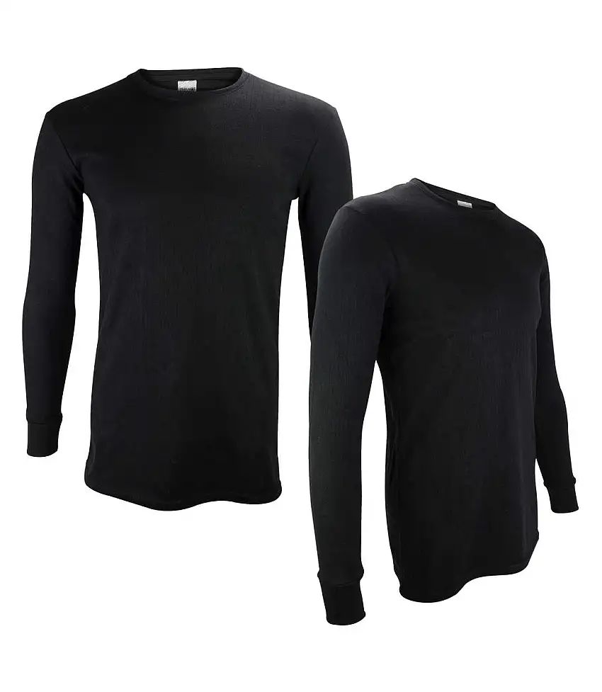 2 Pack Mens Thermal Tops Long Sleeve | Warm Winter Fleece Base Layer Top