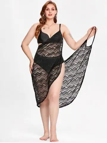 Plus Size & Curve Open Back Wrap Cover Up Dress - L | Us 12