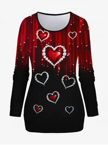 Plus Size Valentines Heart Light Beam Print Sweatshirt - Xl