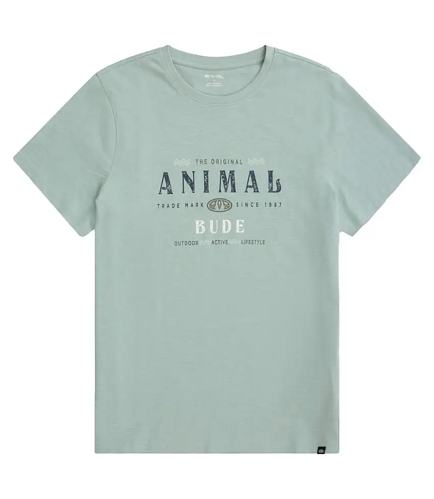Mens Jacob Bude Logo T-shirt Green Animal