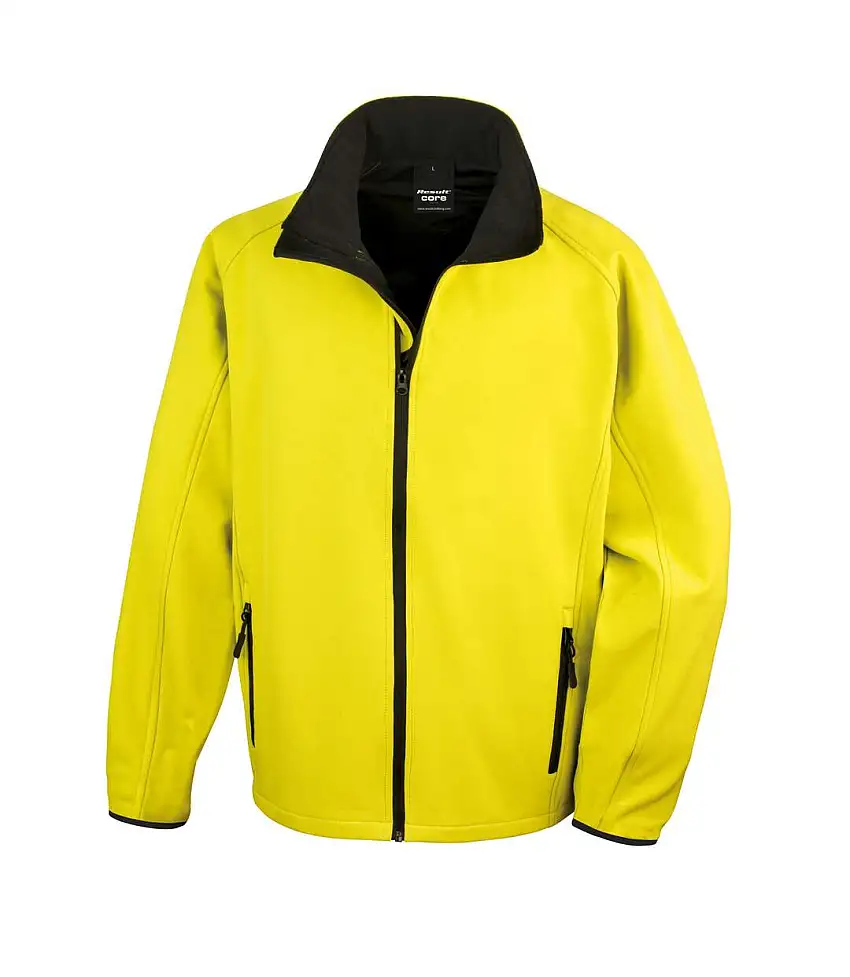 Mens Printable Soft Shell Jacket Yellow Black Result Core