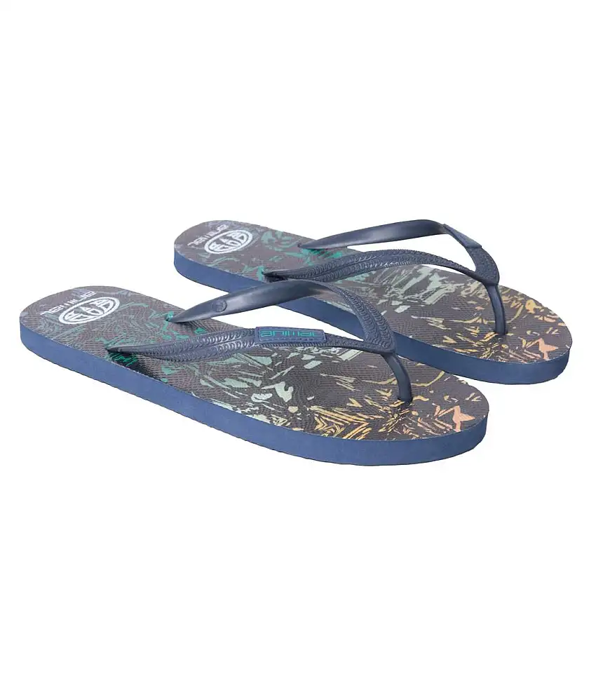 Mens Oceana Printed Flip Flops Dark Grey Animal