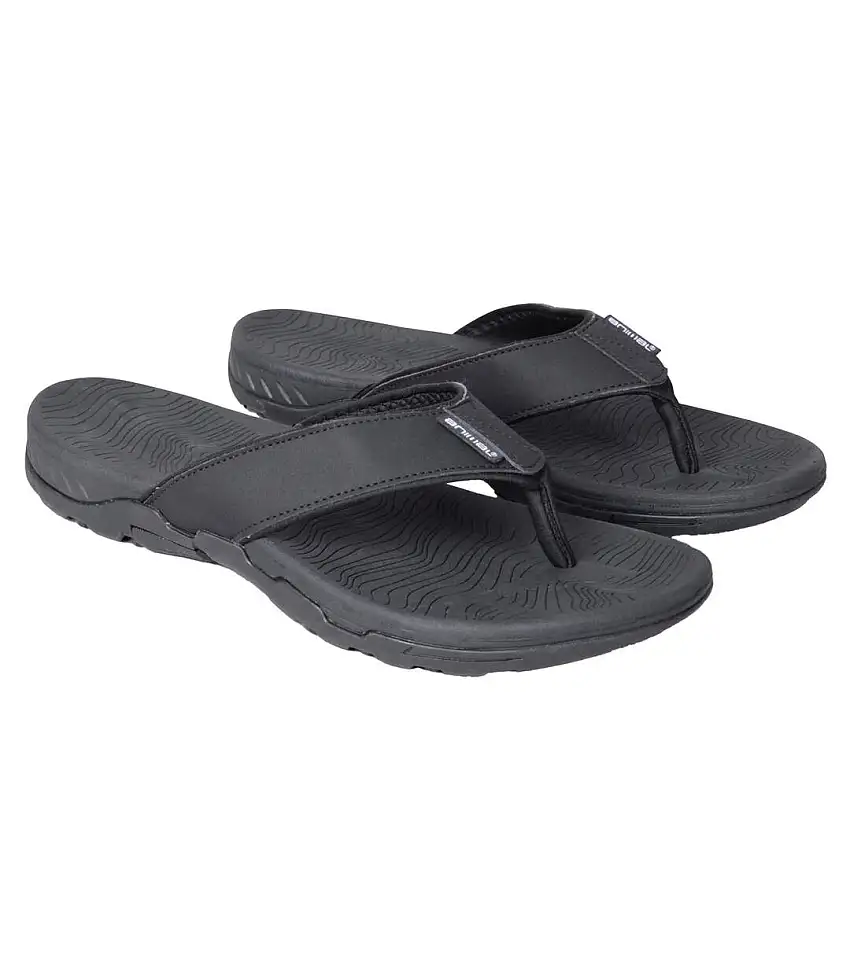 Mens Fader Flip Flops Black Animal