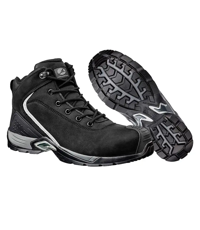 Mens Runner Xts Leather Mid Cut Safety Boots Black Albatros