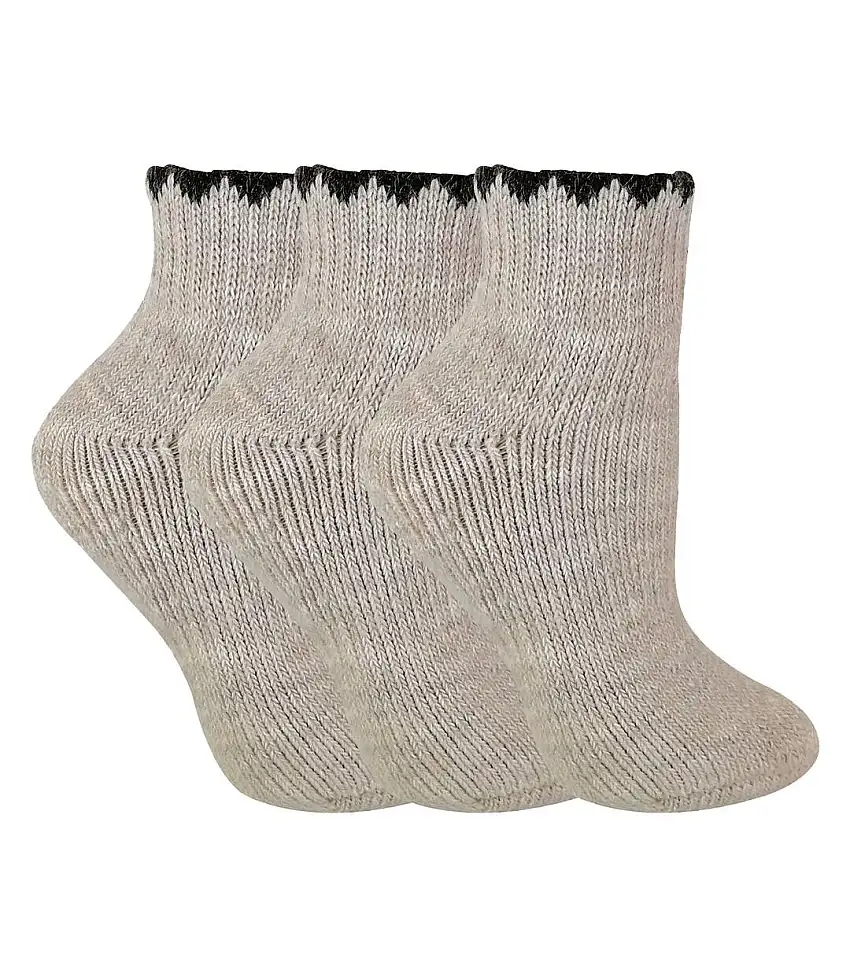 3 Pairs Ladies Short Alpaca Wool Moisture Wicking Socks