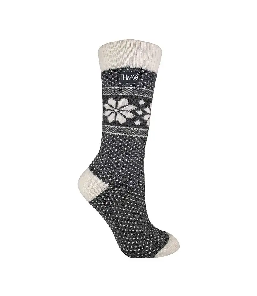 1 Pack Ladies Vintage Nordic Fairisle Winter Thermal Wool Blend Socks