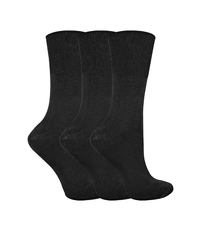 3 Pack Ladies Anti Odour Loose Wide Bamboo Socks with Non Elastic Top