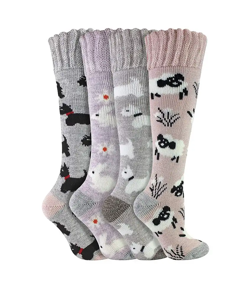 4 Pairs Long Soft Lounge Bed Socks for Ladies