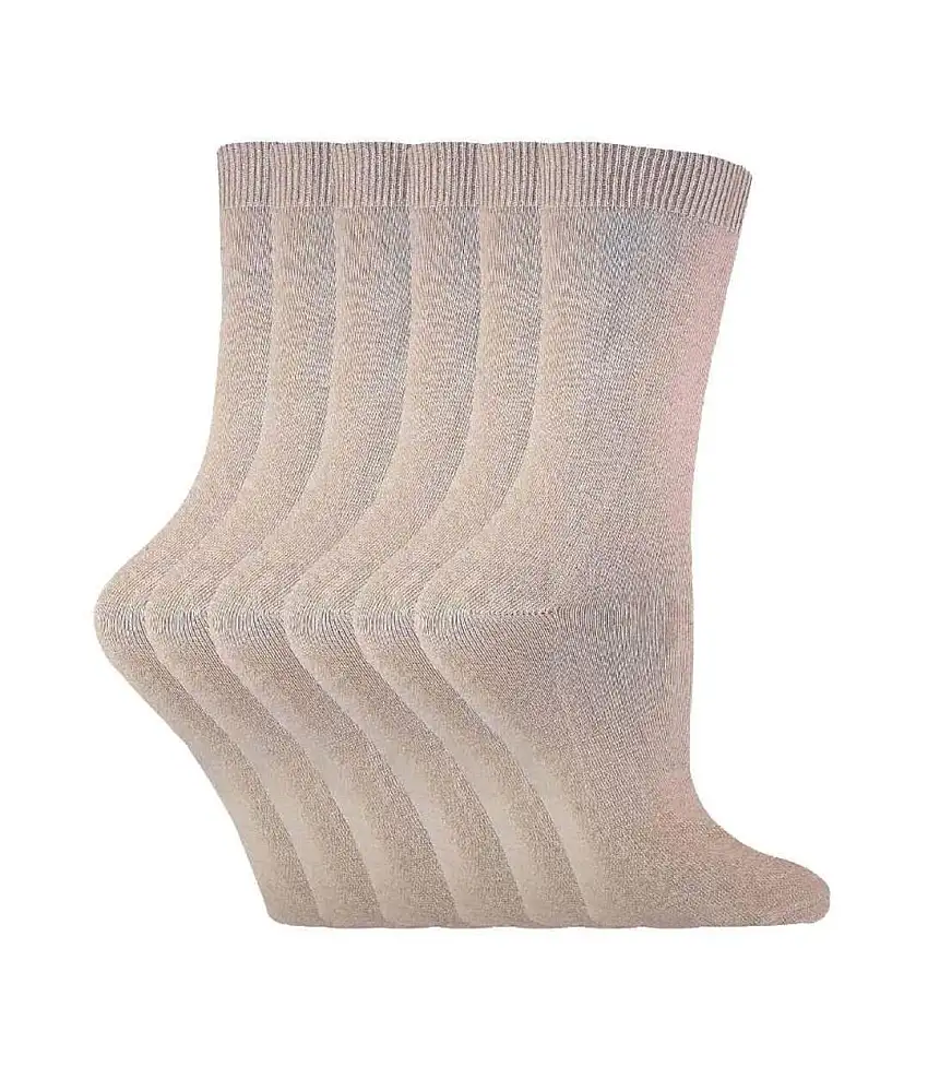 6 Pairs Ladies Plain Cotton Rich Dress Socks