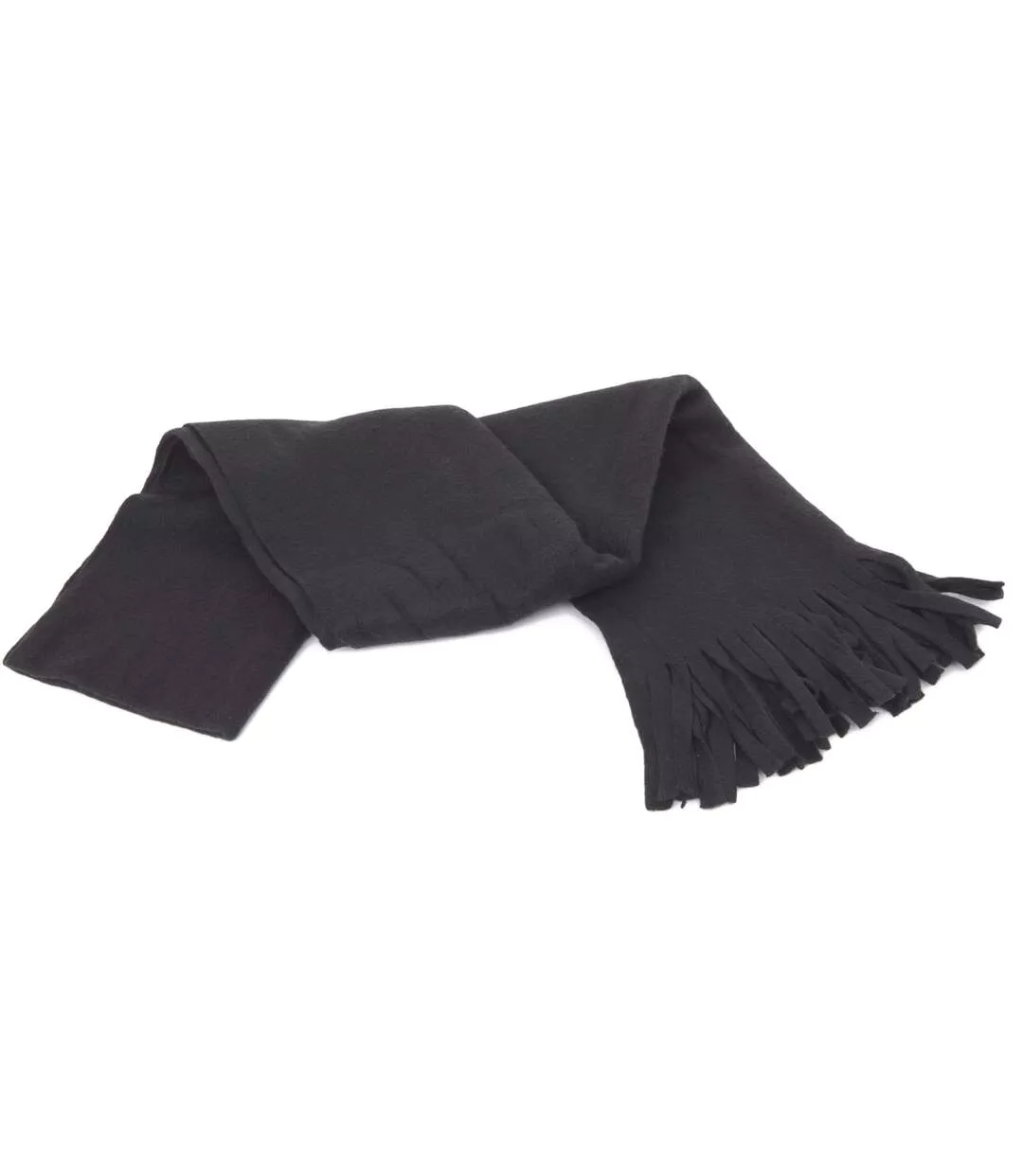 Ladies/womens Plain Thermal Fleece Winter/ski Scarf With Fringe 160cm X 30cm Charcoal Floso