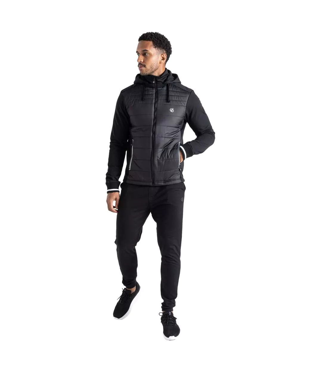 Mens Hooded Padded Full Zip Hybrid Jacket Black Dare 2B