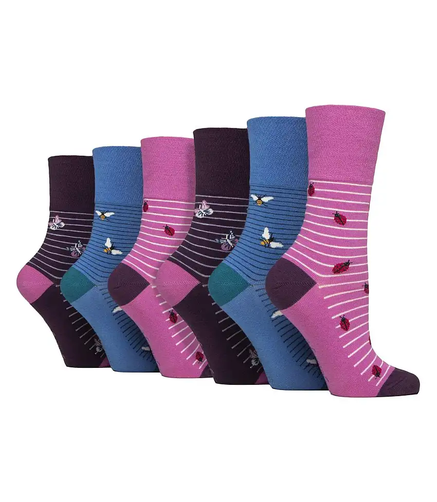 6 Pairs Ladies NON ELASTIC Cotton Rich Wildlife Dogs Cats Patterned Socks