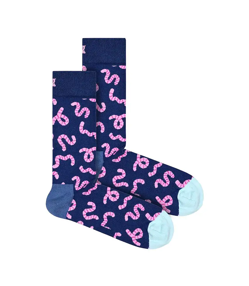 1 Pack Mens & Ladies Cotton Navy Worm Design Socks