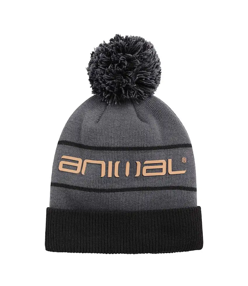Dylan Pom Pom Recycled Skiing Beanie Charcoal Animal