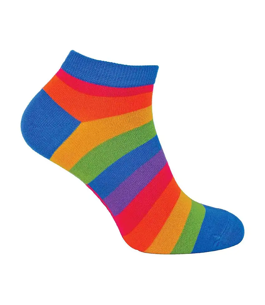 1 Pack Mens Rainbow Striped Bamboo Trainer Socks