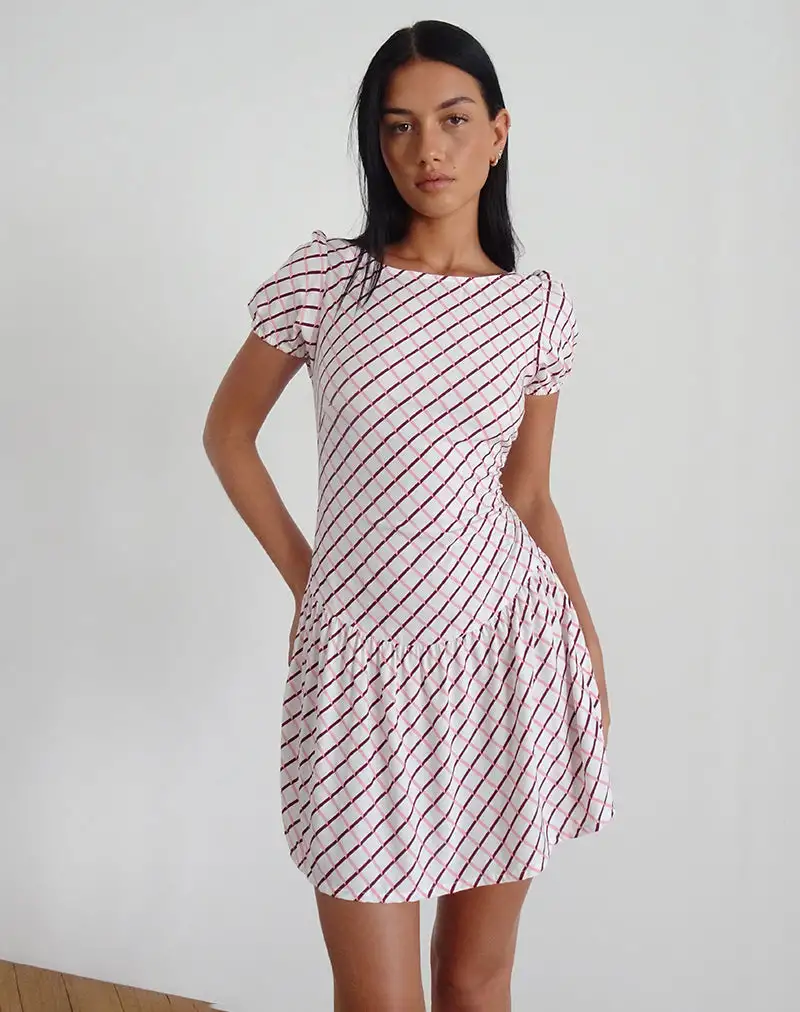 Jemima Mini Dress in Geometric Tile
