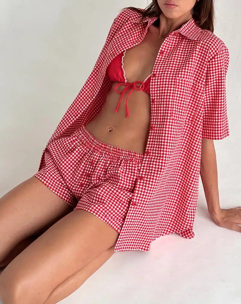 Smith Oversized Shirt in Red Gingham