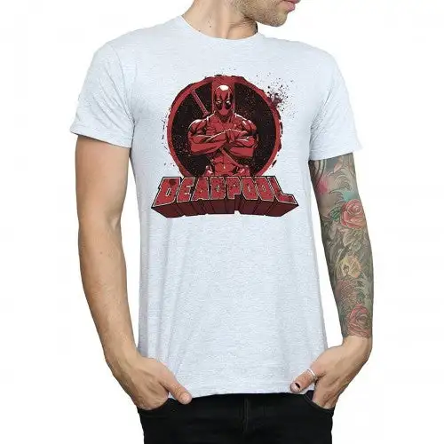 Deadpool Mens Arms Crossed Logo T-Shirt
