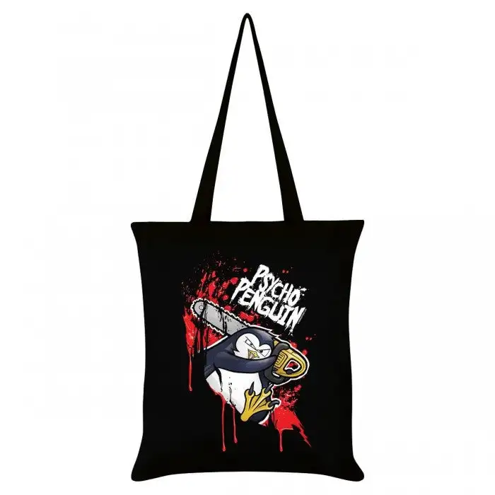 Psycho Penguin Chainsaw Tote Bag