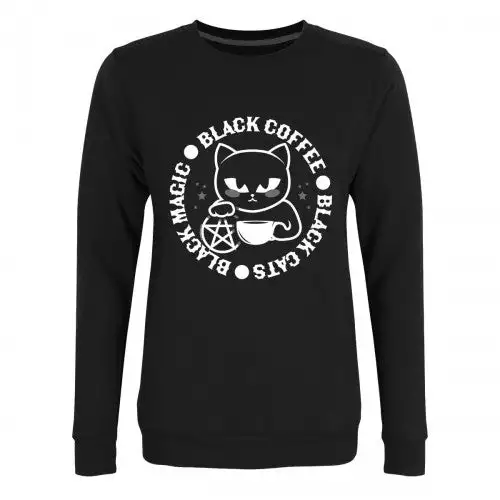 Grindstore Womens/Ladies Black Cats Black Magic Black Coffee Jumper