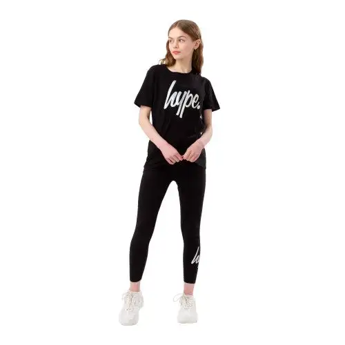 Hype Girls Iridescent Script Fitted T-Shirt And Leggings Set