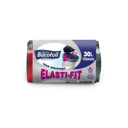 Bacofoil Elasti-Fit Kitchen Bin Liners 30L 12pk