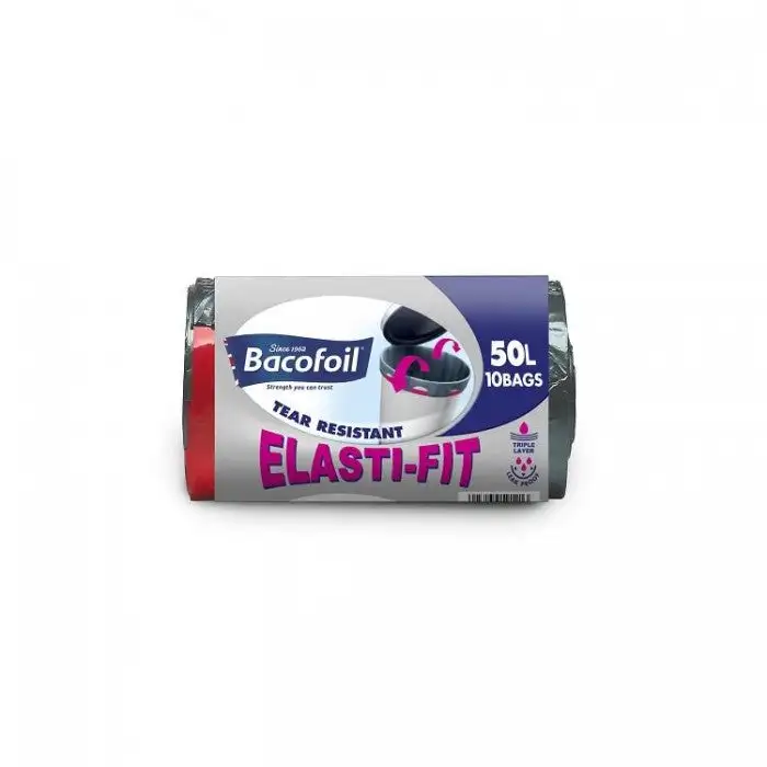 Bacofoil Elasti-Fit Kitchen Bin Liners 50L 10pk